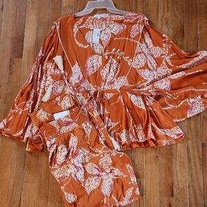 Maurices Orange and White Floral Top With Matching Pants